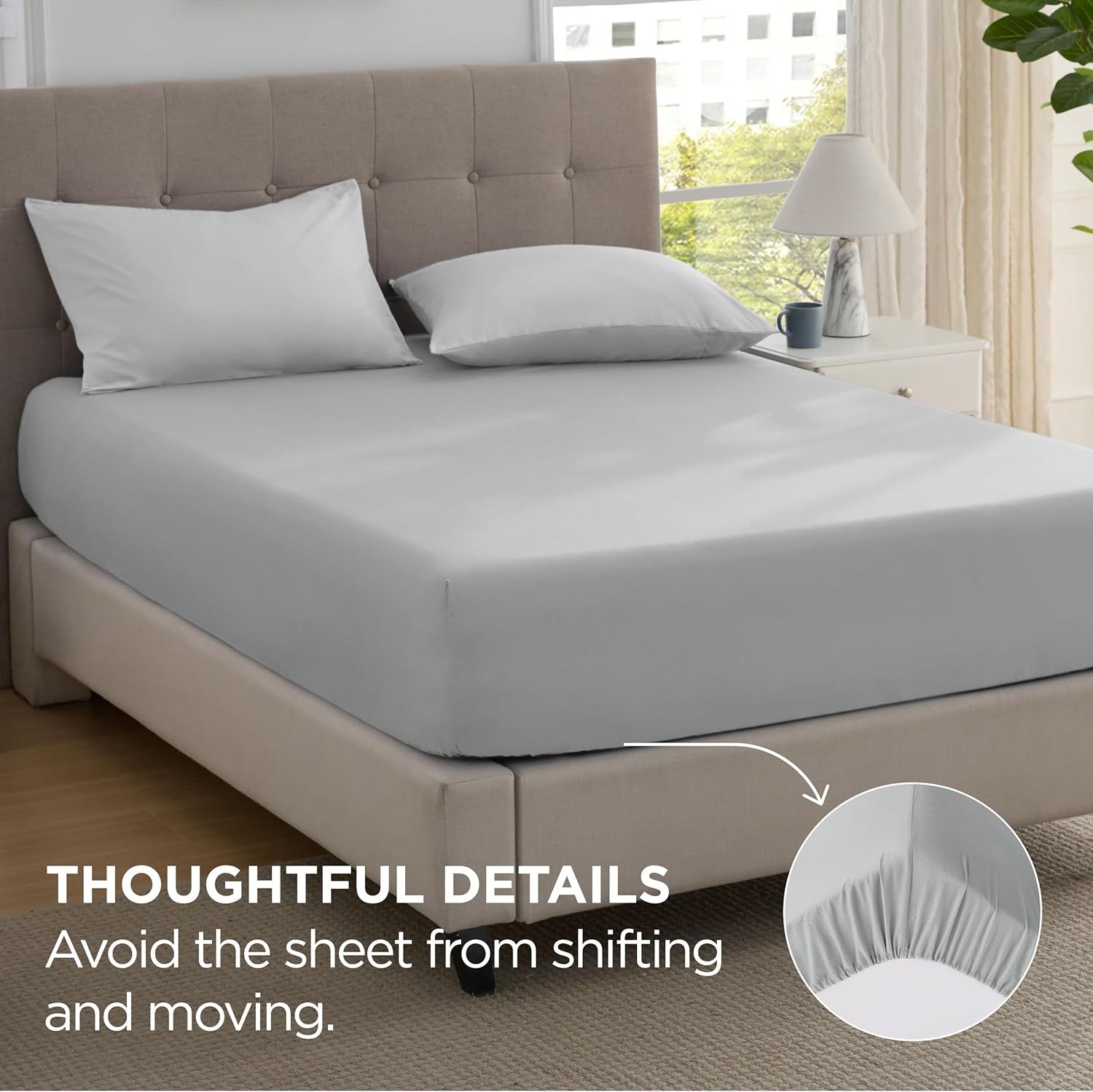2000TC Hotel Quality Fitted Sheets - 2 Piece Fitted Sheets -Breathable Bedding - Wrinkle, Fade, Stain Resistant- 16inch/40cm Deep Pocket Fitted Bed — image 4