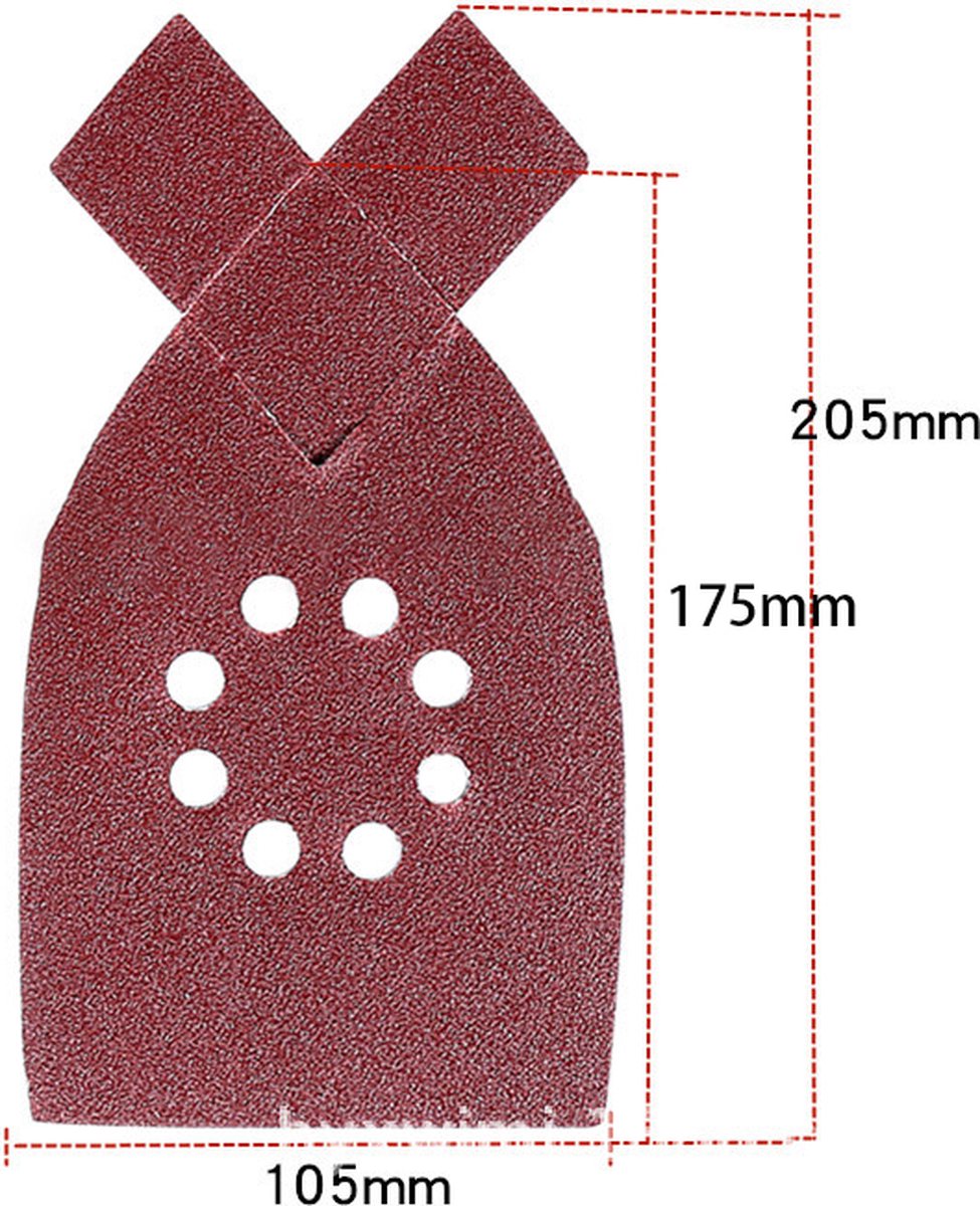50 pieces - sandpaper - P40/60/80/100/120 grit - grit sandpaper for multi-sander - For wood and metal - 205*175*105MM (205mm at the tip of the ear) โ image 2