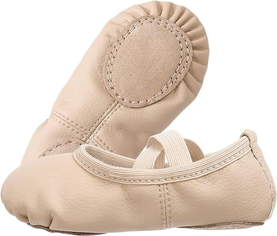 Women's Ballet Shoes – Ballet Shoes for Girls – Beige – Soft PU Leather Dance Shoes with Non-Slip Sole – Suitable for Ballet, Yoga & Home Use – For — image 4