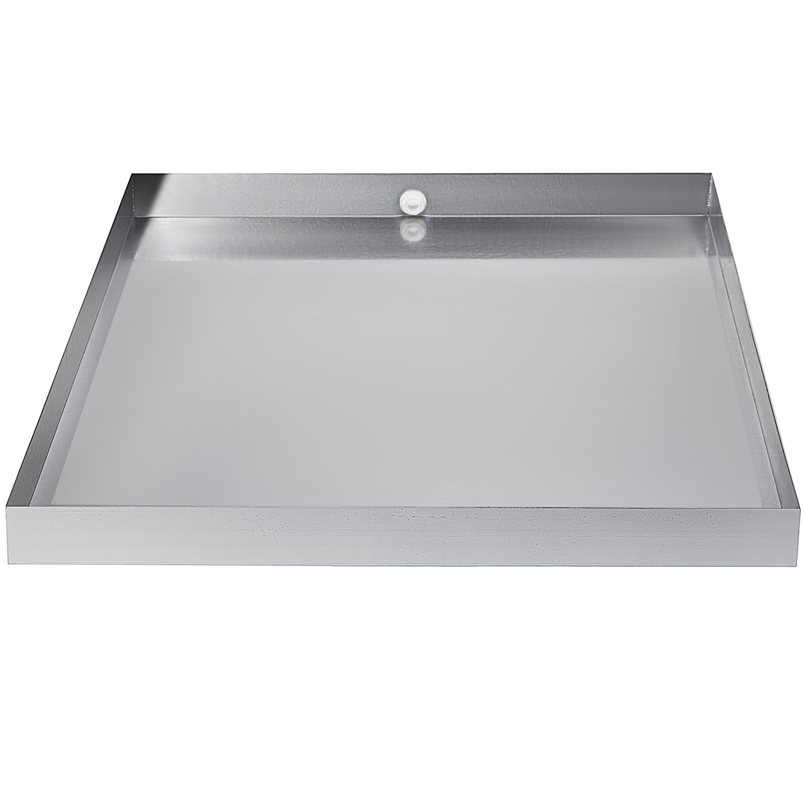 32 × 30 × 2.5 Inch Washing Machine Pan 18 GA Thickness 304 Stainless Steel Heavy Duty Compact Washer Drip Tray with Drain Hole & Hose Adapter