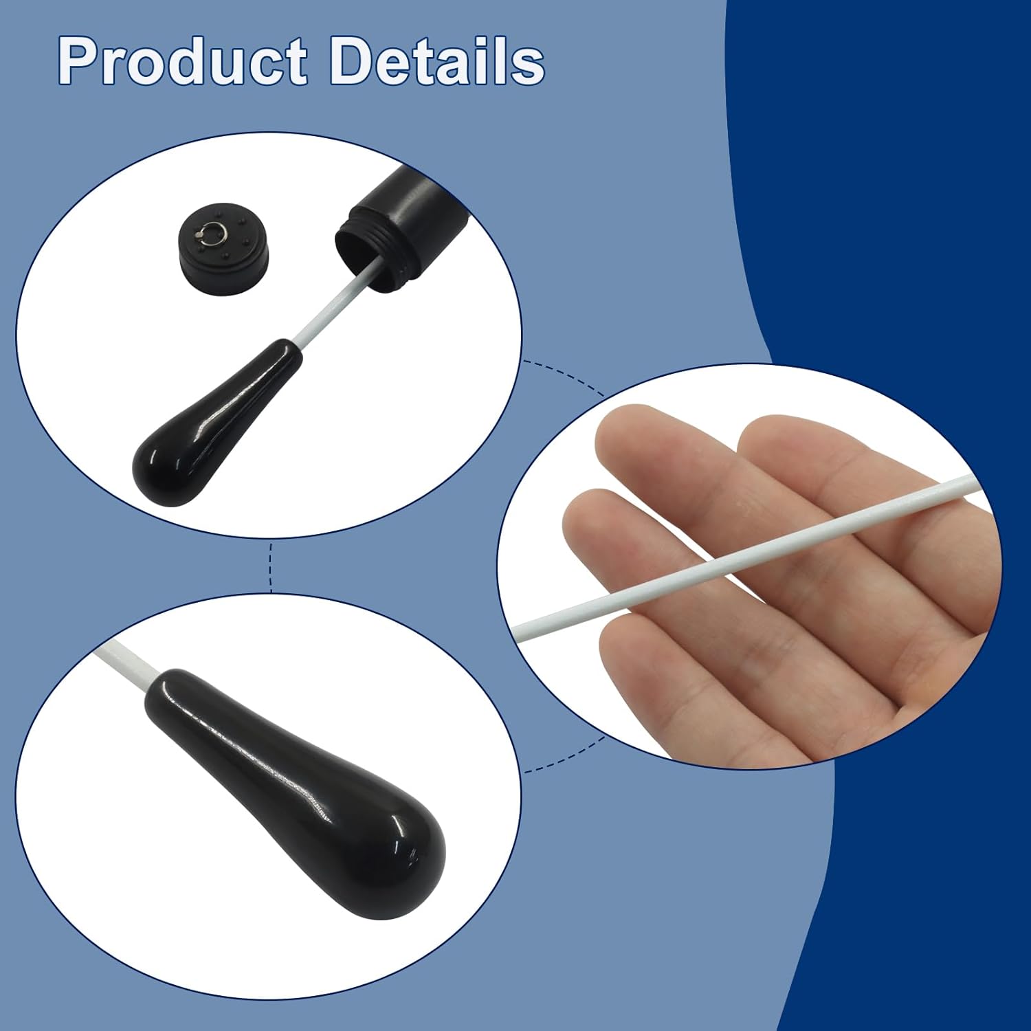 Music Conducting Baton, Imitation Agate Handle Baton Lightweight Conductor Baton with Tube Case for Concert(Black Handle, 1 Pack) — image 4