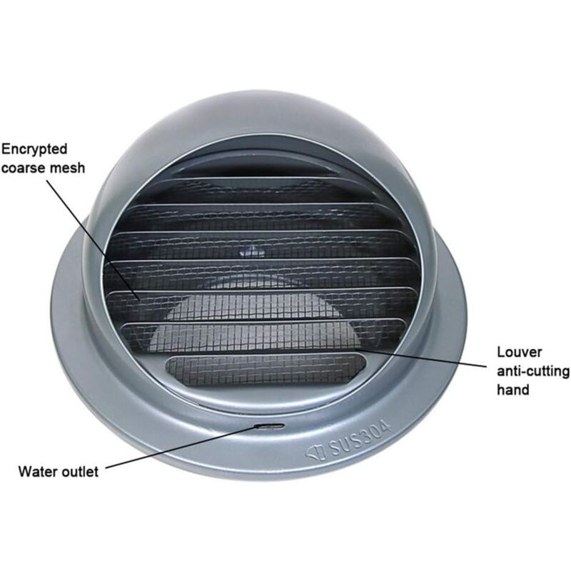 Outdoor Ventilation Grille, Stainless Steel Air Vent with Fly Guard and Fly Guard for Office, Kitchen, Bathroom, 120mm — image 4