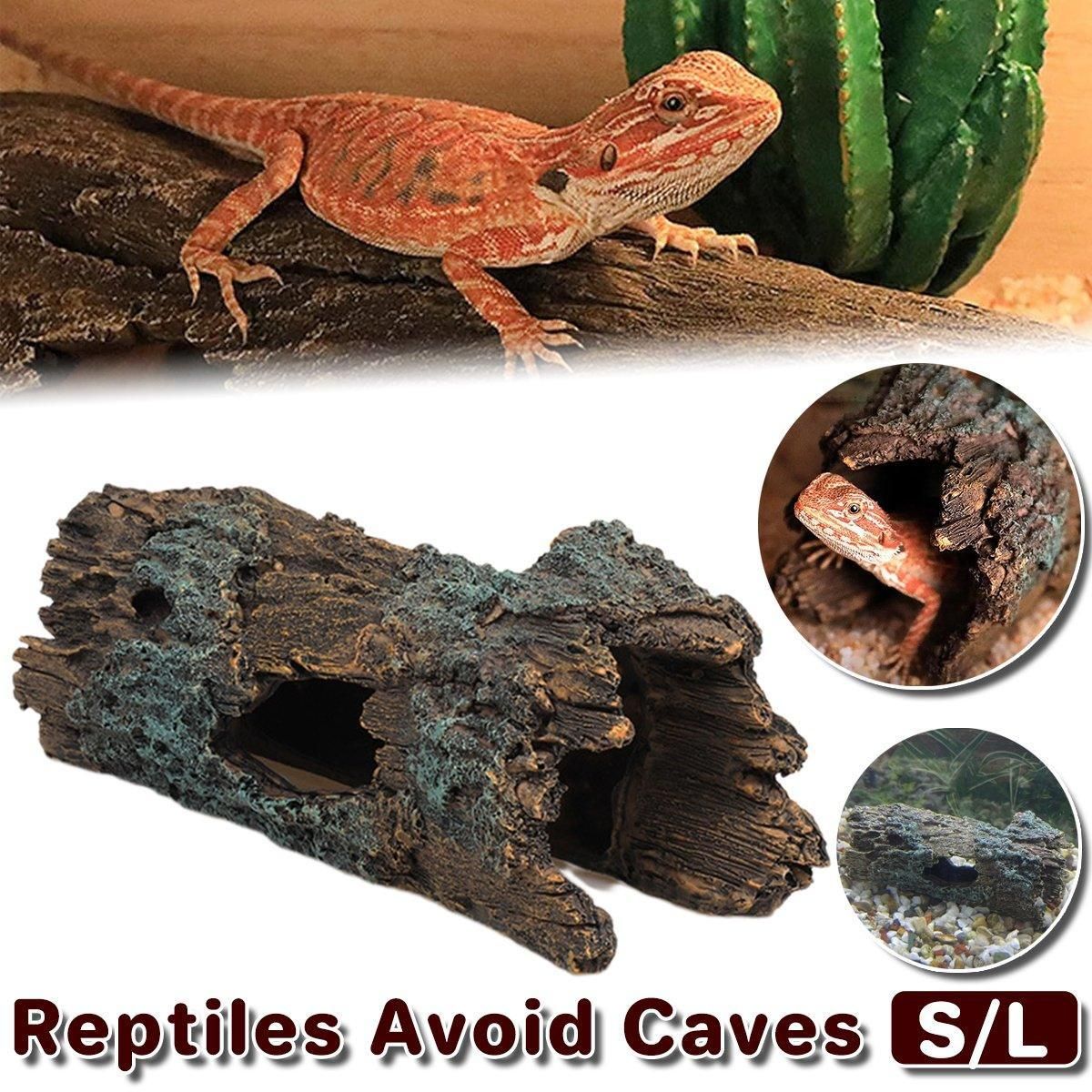 Tree Log Hide Ornament Trunk Tunnel Fish Reptile Tank Resin Aquarium Decoration - Large — image 2