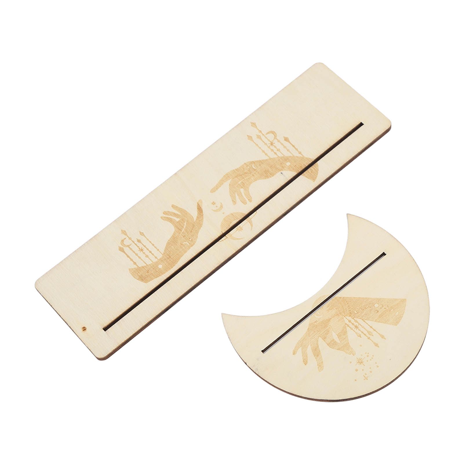 2 Pieces Wooden Tarot Card Stand Holder Stable Moon Shape and Rectangle Wooden Tarot Card Display Stand Base Type C — image 2