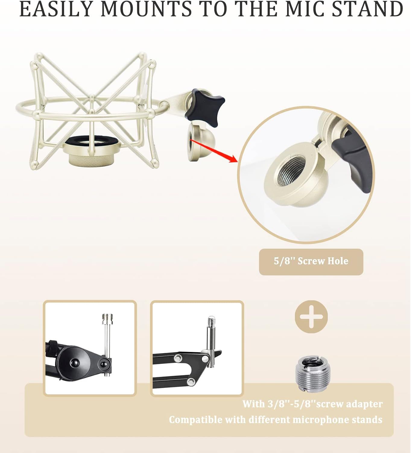 103 Shock Mount - Microphone Mount Compatible for 103 M147 Condenser Mic by,Silver suitable for daily singing, voice-over — image 3