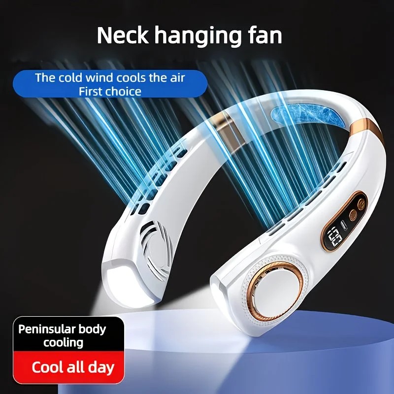 New Neck Hanging Fan Portable Mini USB Fan Personal Cooling Turbine Small Charging Quiet Lazy-Friendly.white — image 3