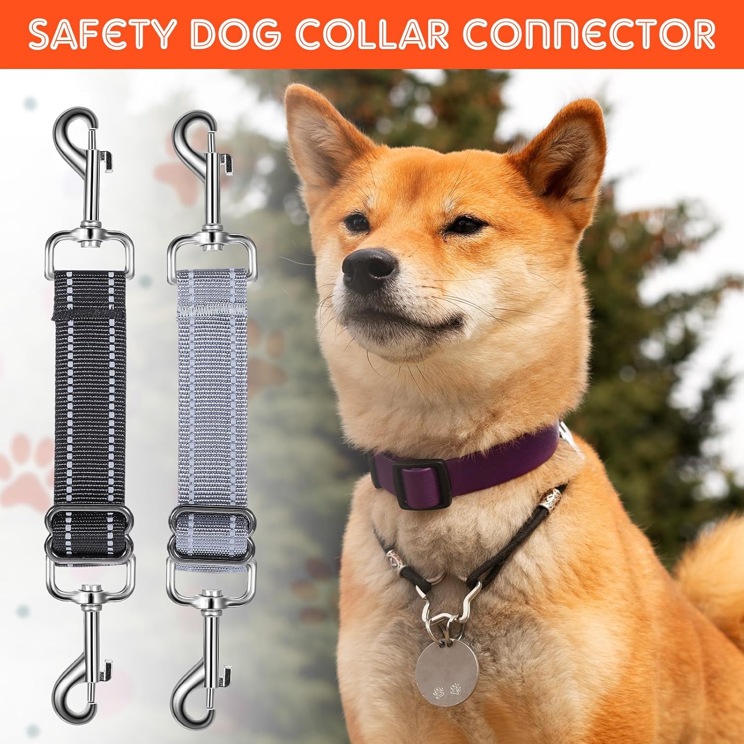 2 PCS Prong Collar Safety Clip Leash to Prong Collar Connector Dog Leash Connector Harness to Collars Safety Clip Reflective Double Ended Backup Clasp for Dog โ image 4