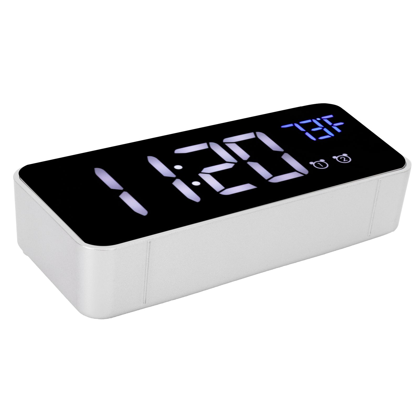 LED Digital Alarm Clock Thermometer with Snooze USB Charging Bedroom Office DecorationSilver — image 6