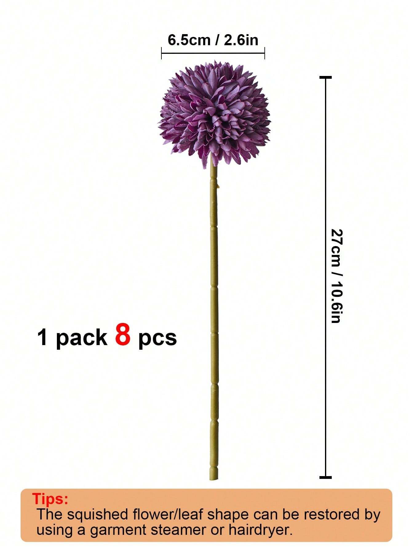 8pcs Artificial Chrysanthemum Ball Flowers Dandelion Hydrangea Arrangement Bouquet For Friends Bridal Wedding Home Office Decor Ideal Valentine s Day Gift — image 2