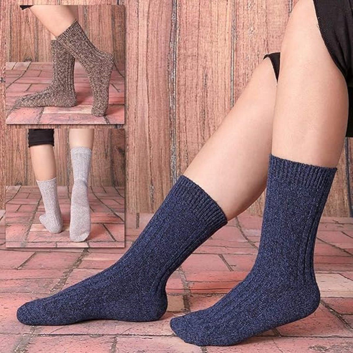 5 Pairs, Women's Wool House Socks, Non-Slip Warm Winter Floor Socks for Home, Bedroom and Cold Weather Indoor Wear, Size 41-45 — image 5