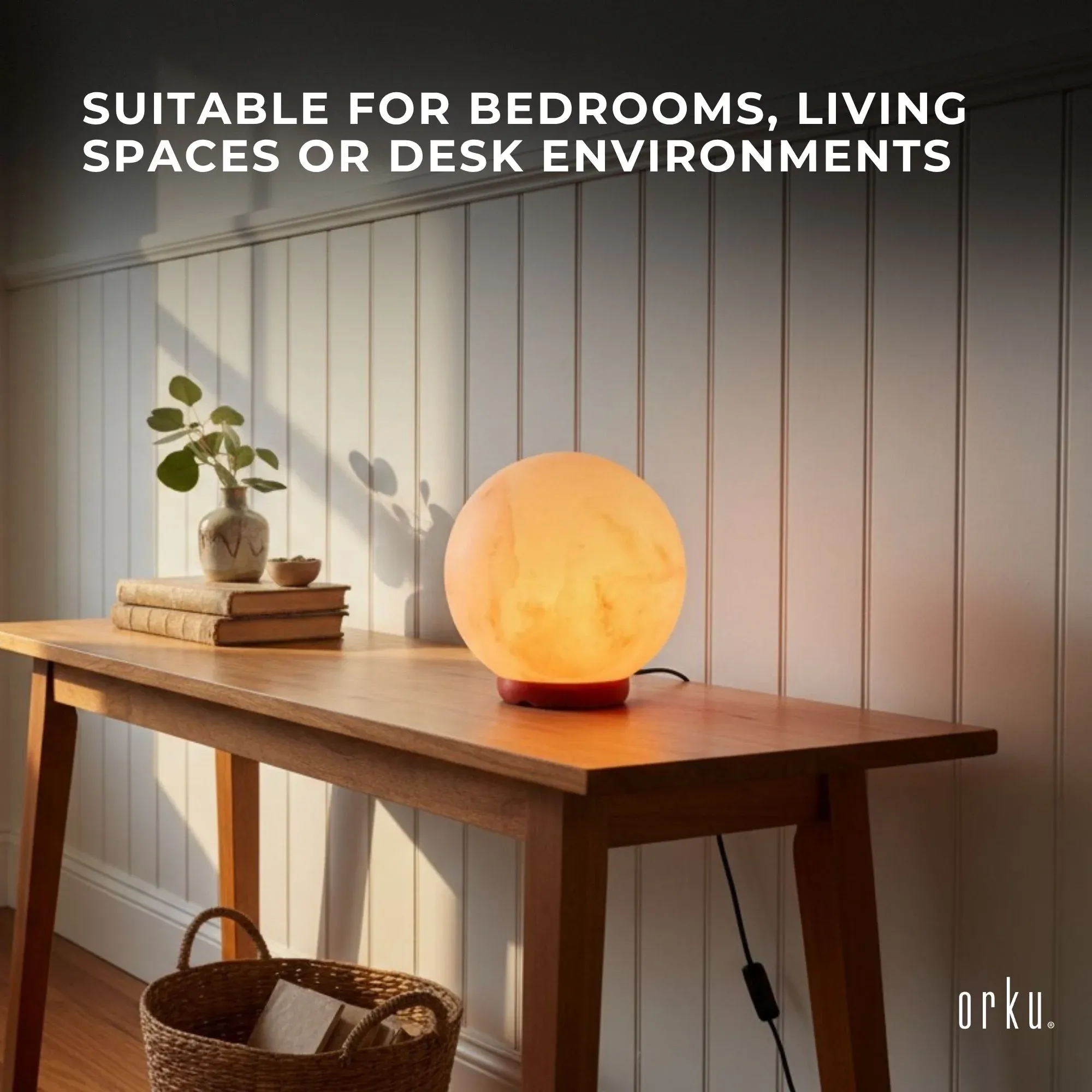 Orku 12cm Ball Shape Himalayan Pink Salt Lamp - Carved Sphere Night Light โ image 2