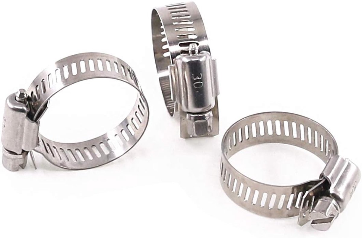 20 pieces - Hose clamp set - hose clamps - 10-16 mm - Clamp set for the garden hose, drain hose or shower hose - silver - stainless steel — image 2