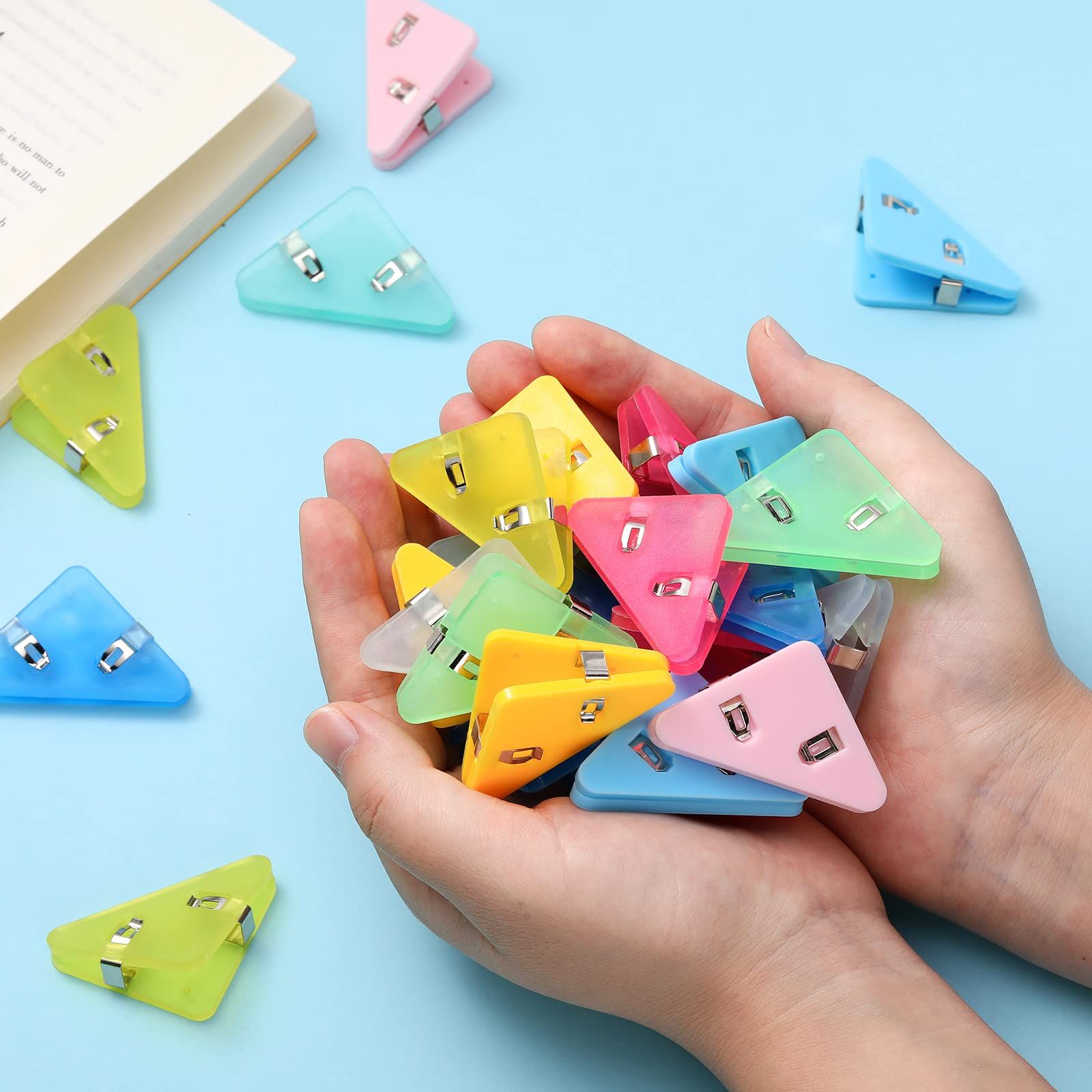 50 Pcs Corner Clip Triangle File Corner Clip Multifunctional File Clip Assorted Colors Corner Paper Clip Book Clip Prevent — image 2
