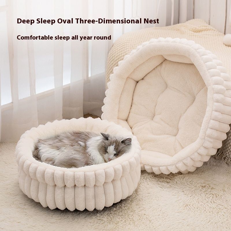 Pet Bed Cat Bed Dog Bed All-Season Bed Ultra-Soft Plush Large Pet Bed Round Pet - Gray - Size 50-20-15 — image 5