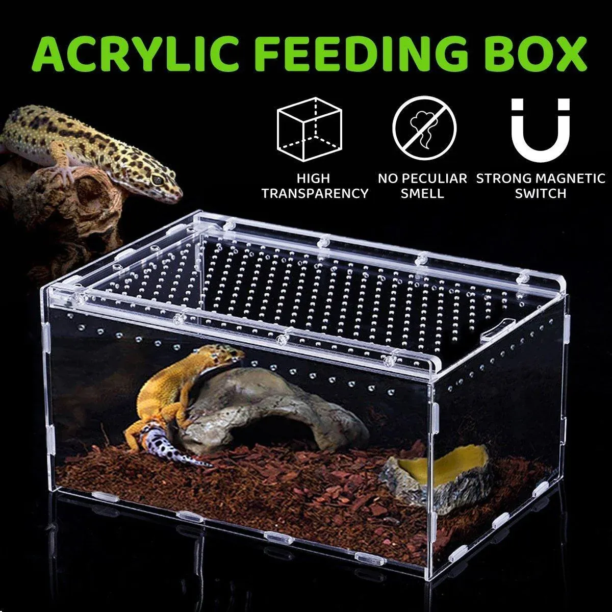 Clear Pet Box Slide Lid Reptile Breeding Habitat Panoramic View Terrarium β image 6