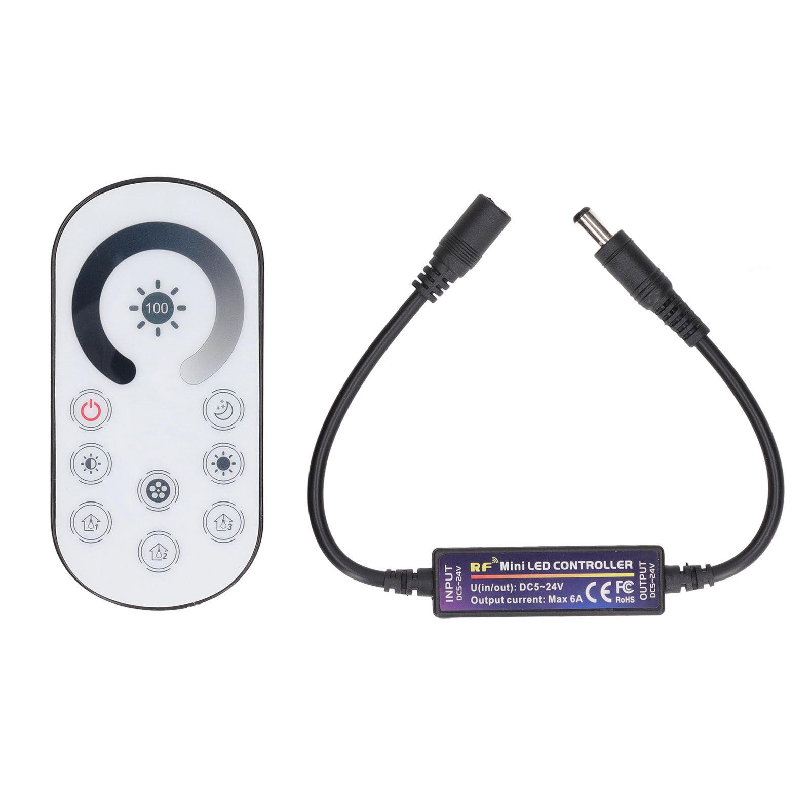 RF Full Touch Dimmer Wireless Constant Voltage LED Controller Mini Induction Light Bar Controller DC 5‑24V