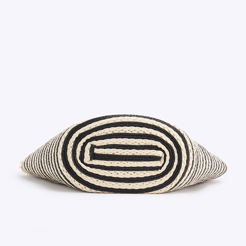 Black And White Stripes Handmade Large Capacity Striped Beach Tote Bag with Zipper and Inner Pocket - Summer Vacation Woven Shoulder Bag for Women โ image 6