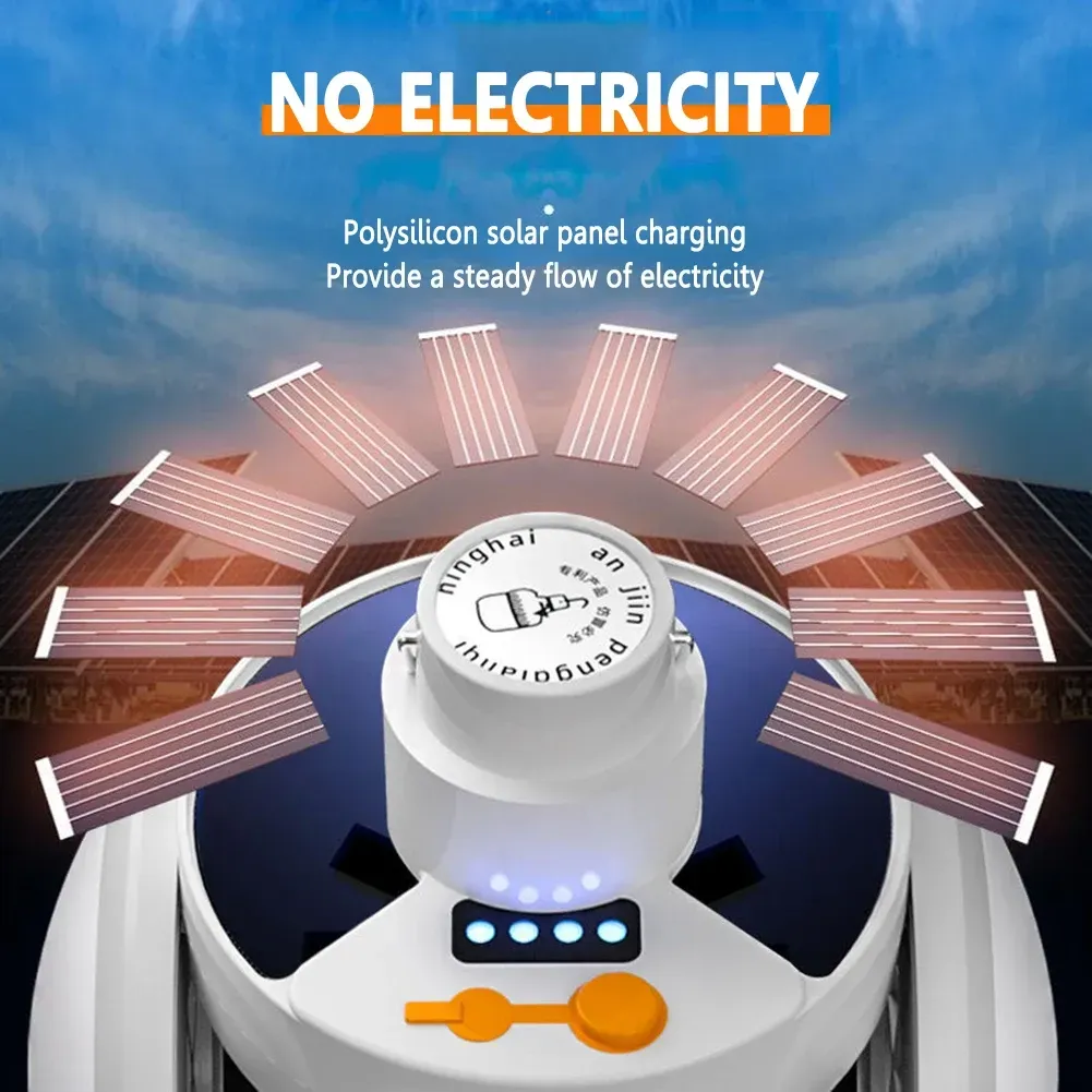 Outdoor Hiking Tent LED Solar Football Bulb Spotlights USB DC Rechargeable Portable Lantern Flashlight โ image 4