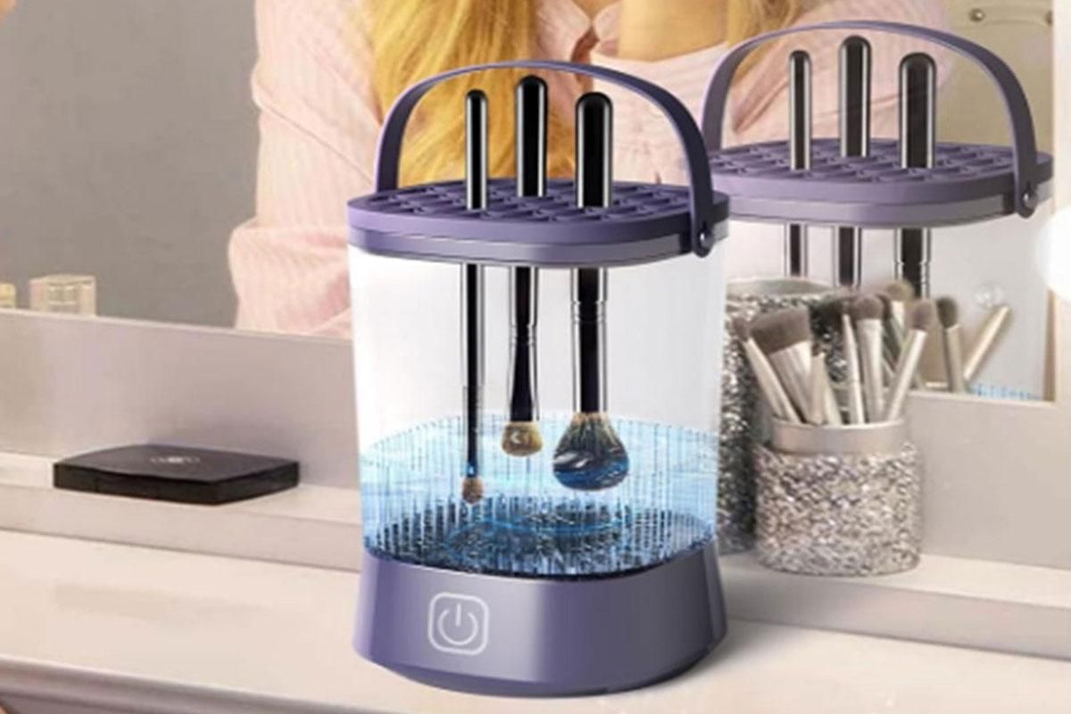Water-Resistant Electric Makeup Brush Cleaner Automatic Brush Cleaner Dryer Tool -Purple โ image 6