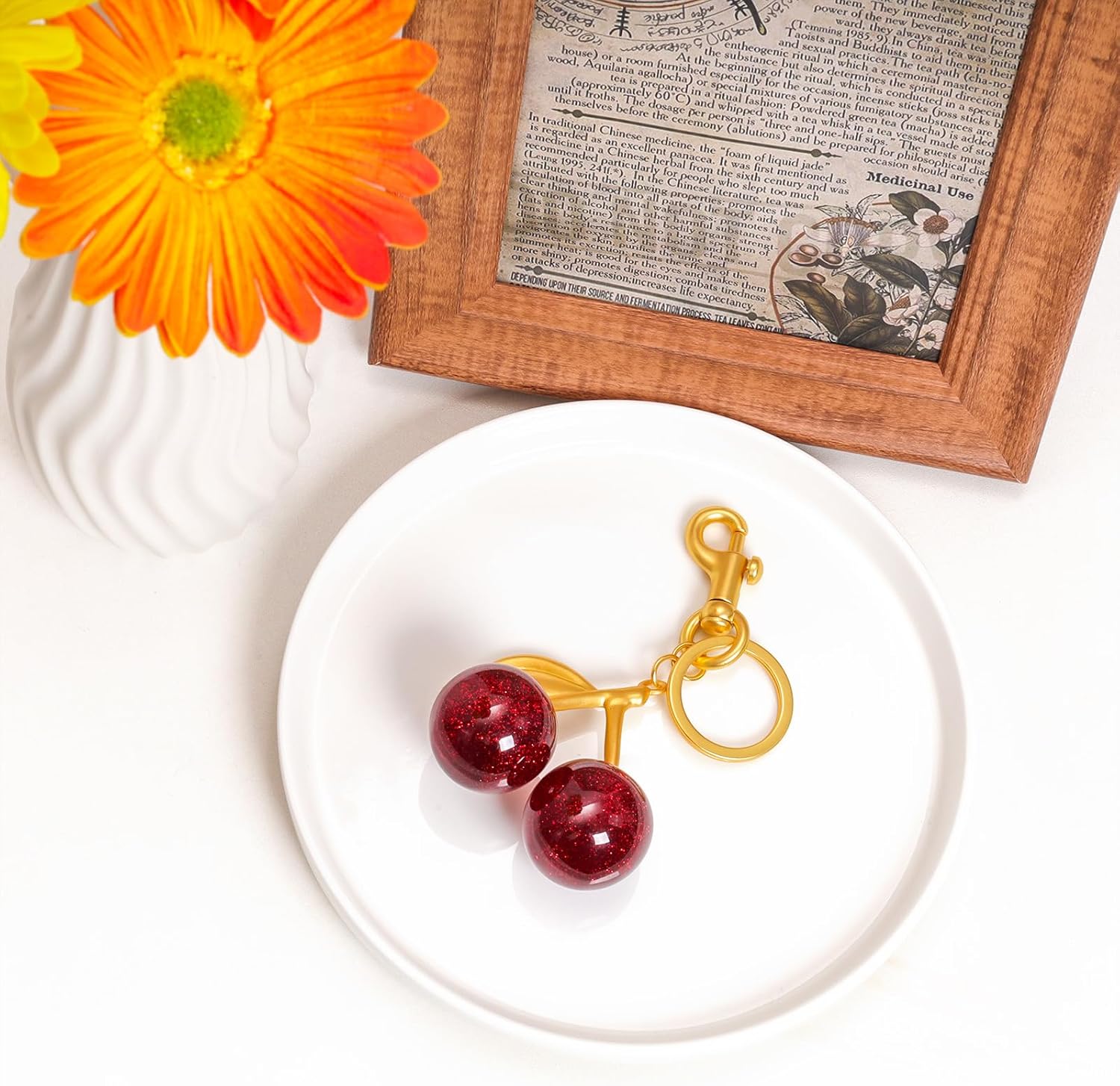 Women Purse Vintage Pearl Sweet Cherry Bag Charm Keychain Decor for Women Handbag — image 4