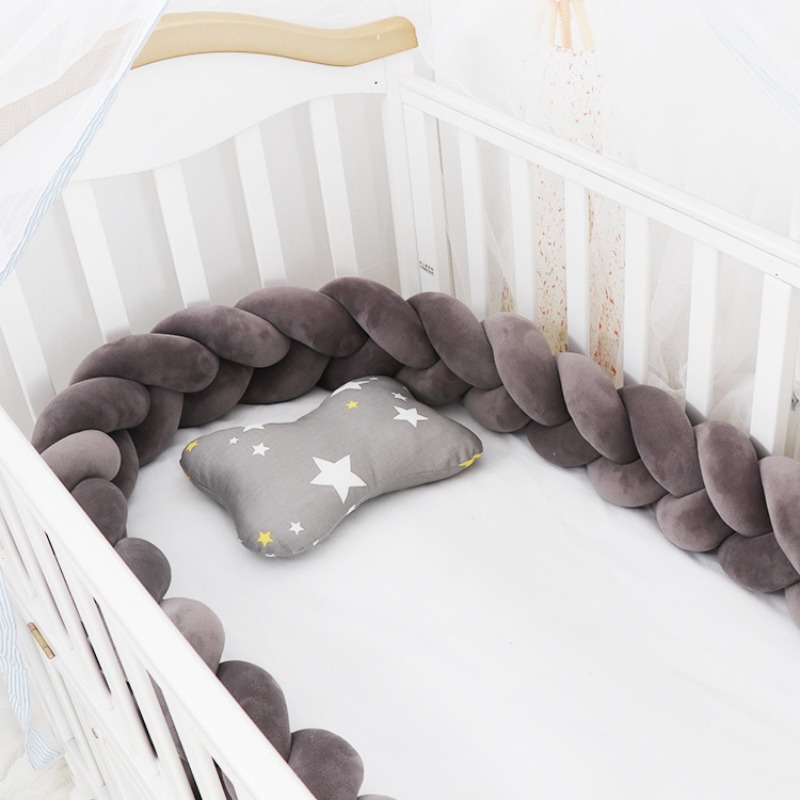 Baby rotating bed snake, bed cover decoration, handmade three-strand braid Light gray 1 meter — image 4