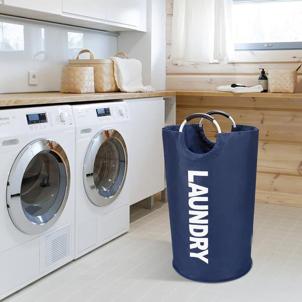 Foldable Laundry Basket 90L Waterproof with Oxford Fabric, 38x38x79 cm, Red — image 3