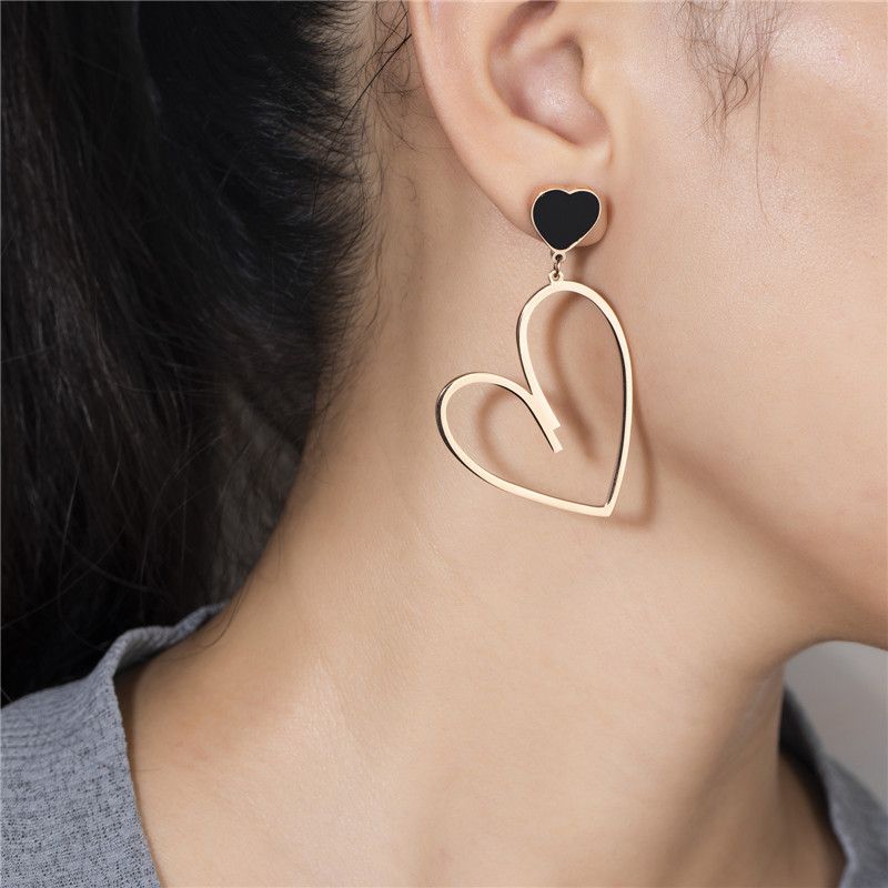 Rose Gold Hypoallergenic Stainless Steel Dangle Drop Earrings Dangling, Cute Asymmetrical Earrings, Gift Valentine's Day (2pcs) — image 5