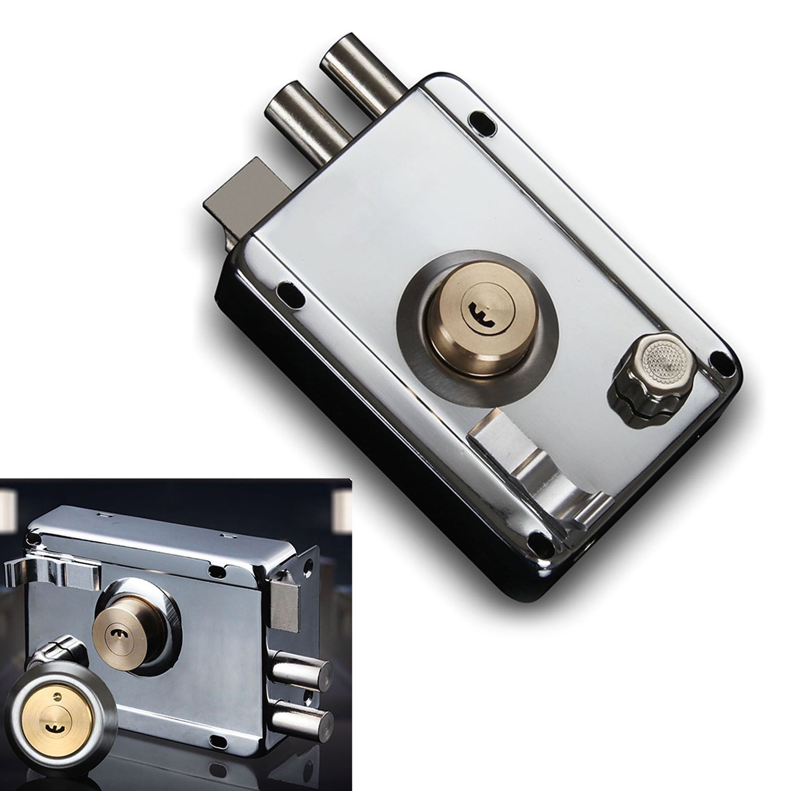 Exterior Gate Lock Stainless Steel Copper Lock Core Left Open with Edge Security Prevent Theft Old Gate Lock โ image 4