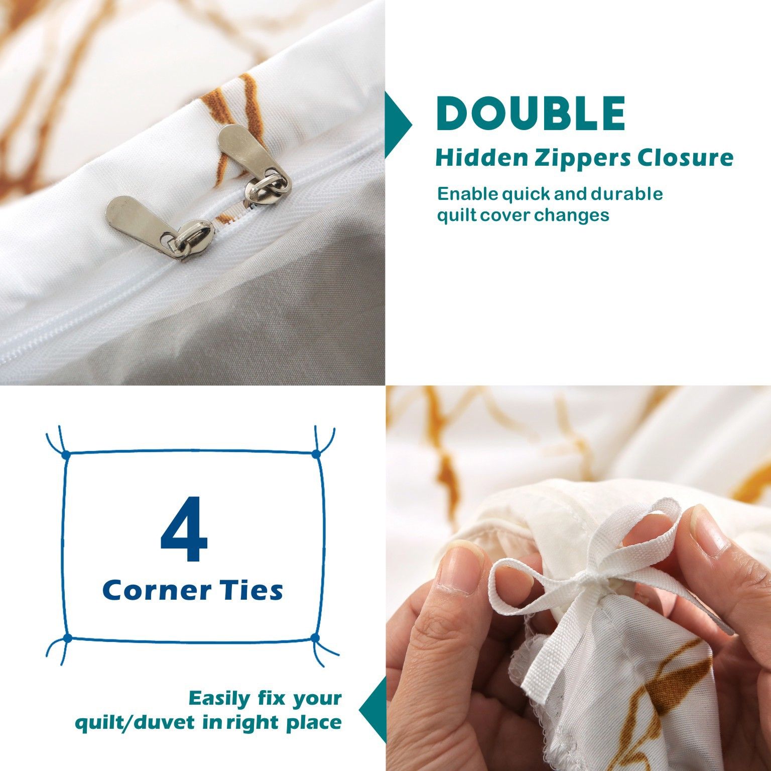 3 Piece Hotel Soft Microfiber Quilt Cover Set-2000TC Duvet/Donna Cover Set & Pillowcases -1 Quilt Cover Zipper Closure & 1 x Pillowcases-Breathable Bedding — image 3
