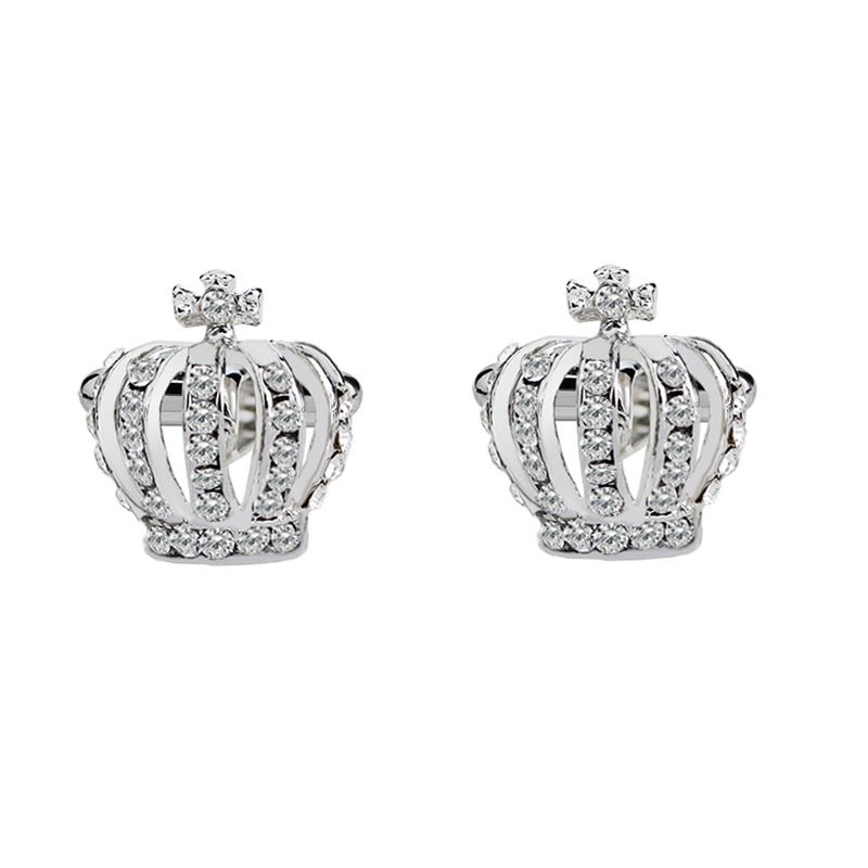 6 Pair Men's Cuff Links Luxury Rhinestone Crown Cufflinks Shirt Suit Cufflinks Tuxedo Shirt Studs Set for Men โ image 2