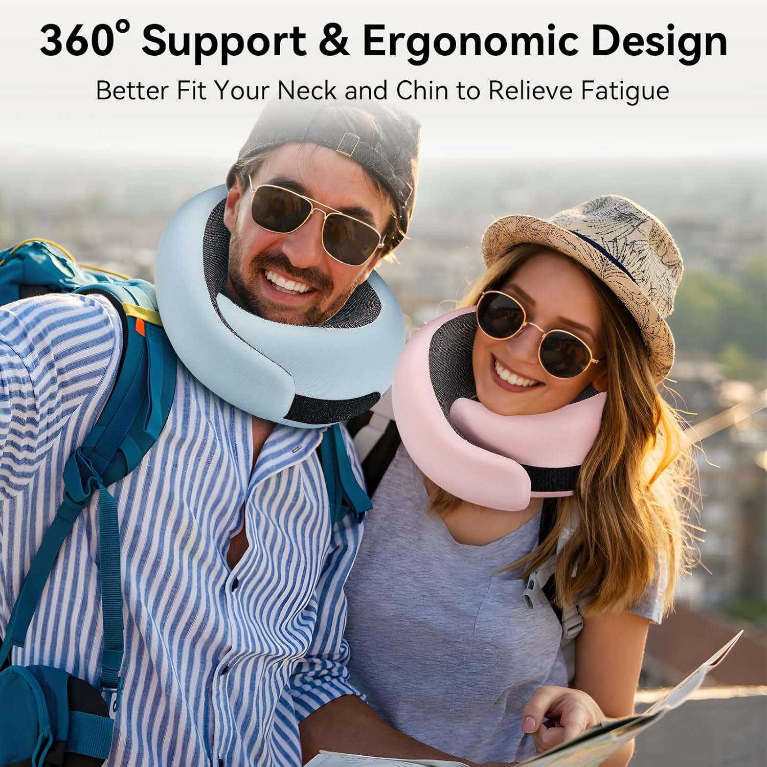 Travel Pillow, 100% Pure Memory Foam Neck Pillow for Airplanes, Comfortable Breathable Cover, Travel Essentials for Plane, Car, Train and Home, Gray — image 6