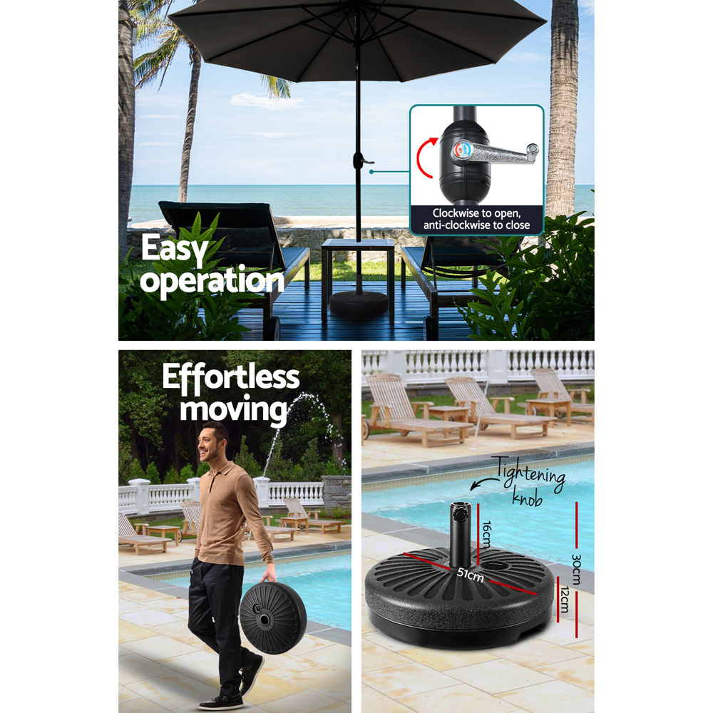 Instahut Outdoor Umbrella 2.7m Base Beach Pole Garden Tilt Sun Patio UV Black โ image 6