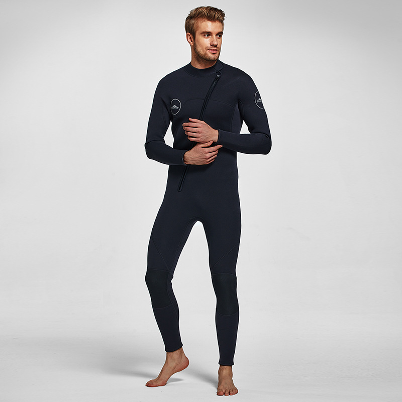 Men's 3mm Full Wetsuit for Surfing Diving & Cold Water Swimming – Front-Zip Neoprene Suit with UV Protection and Flexible Fit(Black,L) | Other Colors Available