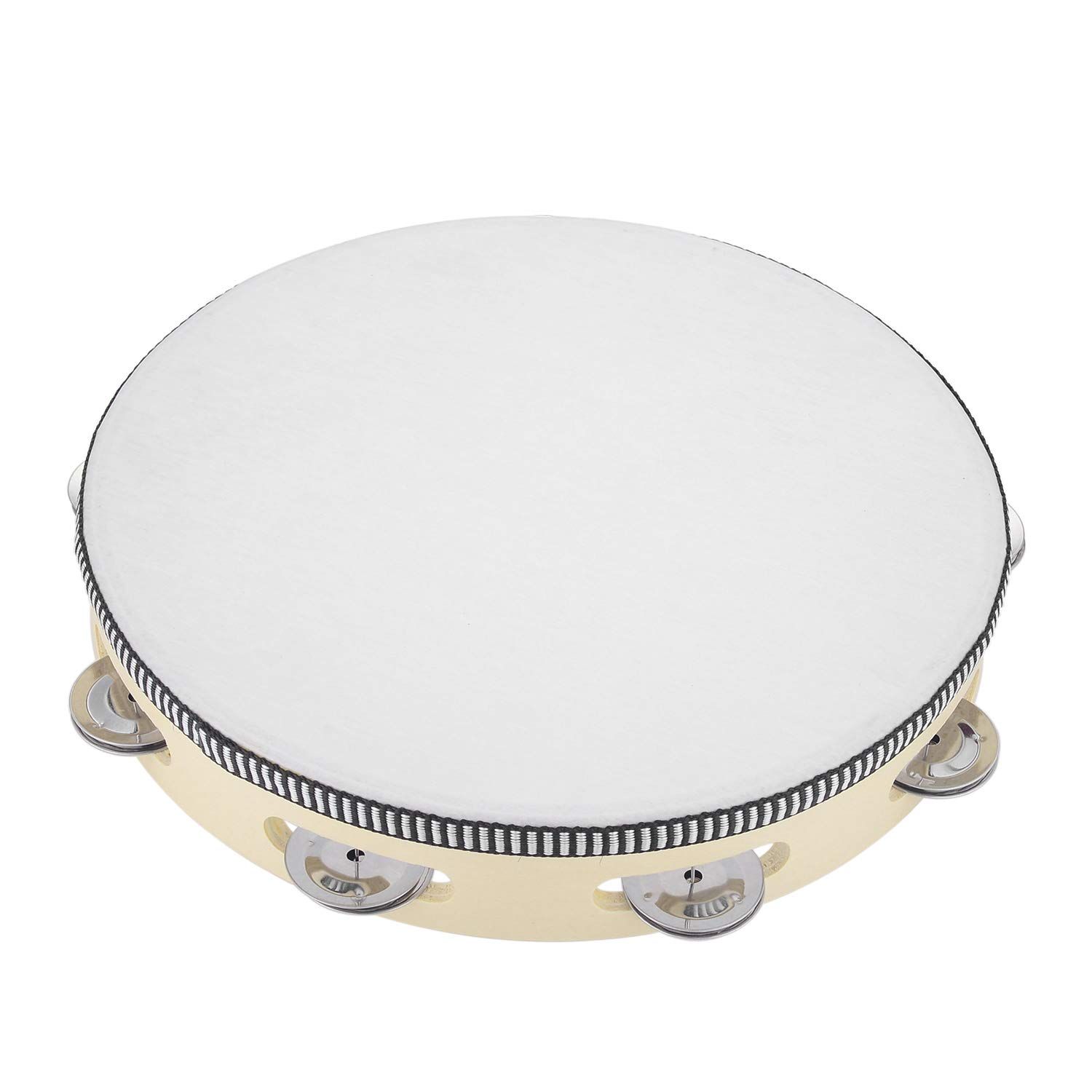 Tambourine for adults 10 inch Hand Held Drum Bell Birch Metal Jingles Percussion Gift Musical Educational Instrument (10 inch) — image 4