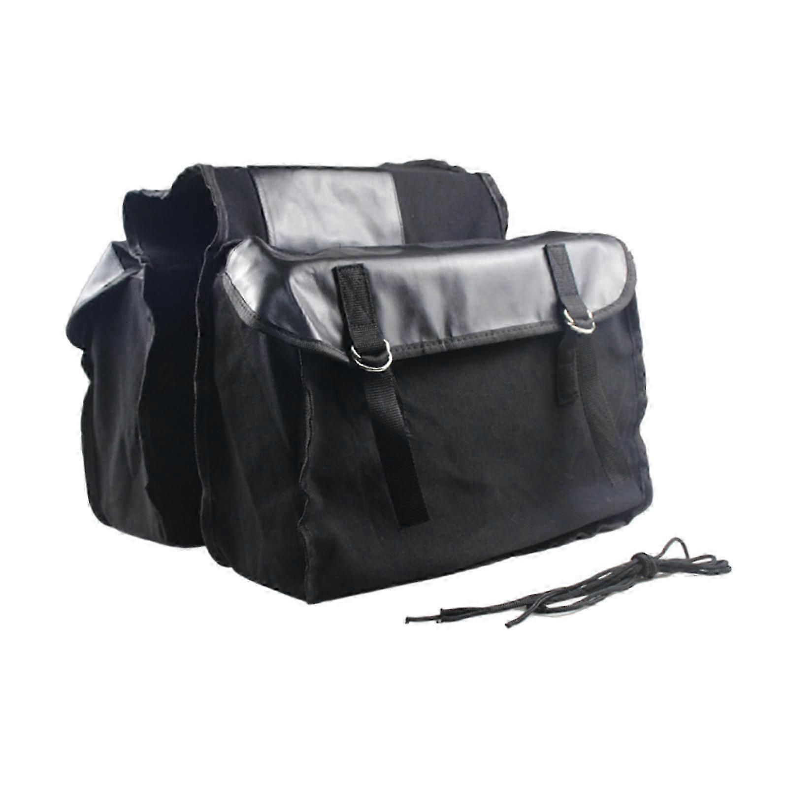 Double Side Bike Saddle Bag Cycling Bike Carrier Cargo Bag Storage Pouch Bike Trunk Bag Waterproof for Traveling Commuting - Black — image 2