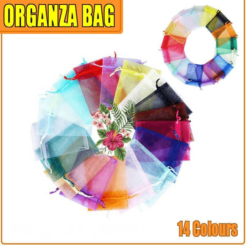 50 pcs Organza Bag Sheer Bags Jewellery Wedding Candy Packaging Sheer Bags 7*9 cm - Pink/50PCS