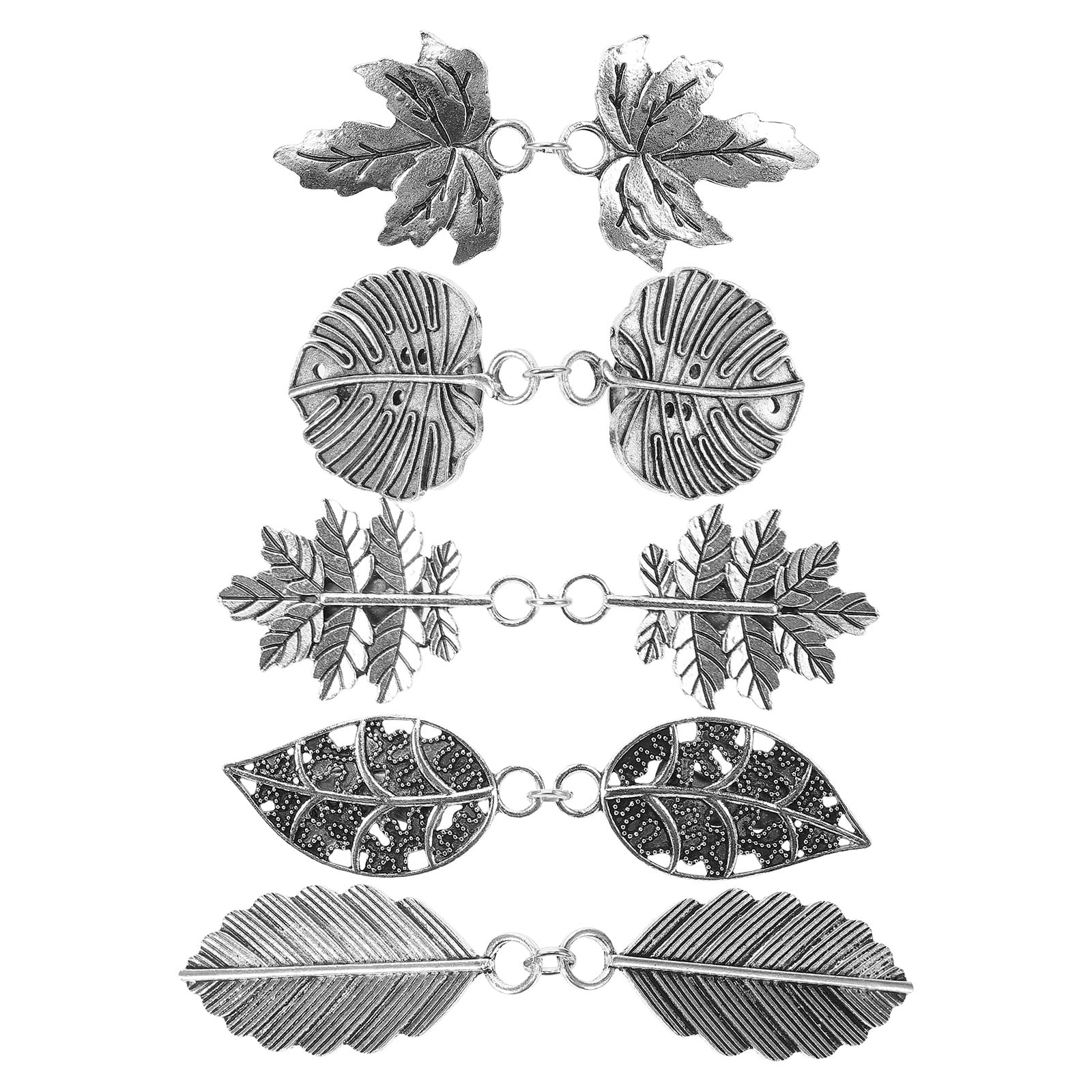 5pcs Metal Leaf Sweater Clips Cinch Clips for Cardigans Dress Shawls Collar Accessories 9.00 × 1.80 × 0.70CM Silver