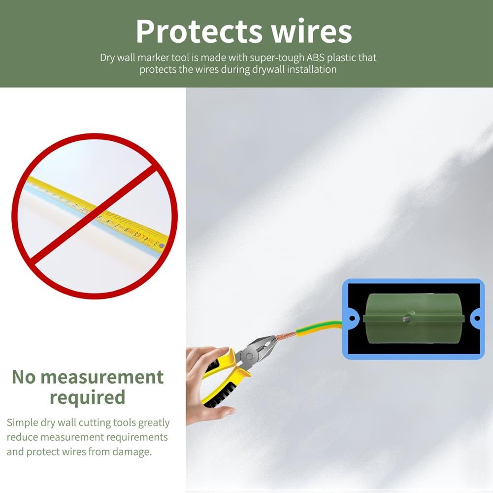 Drywall Marking Tool for Electrical Outlets, Wire Protection Drywall Electrical Box Locator positioner Green โ image 2