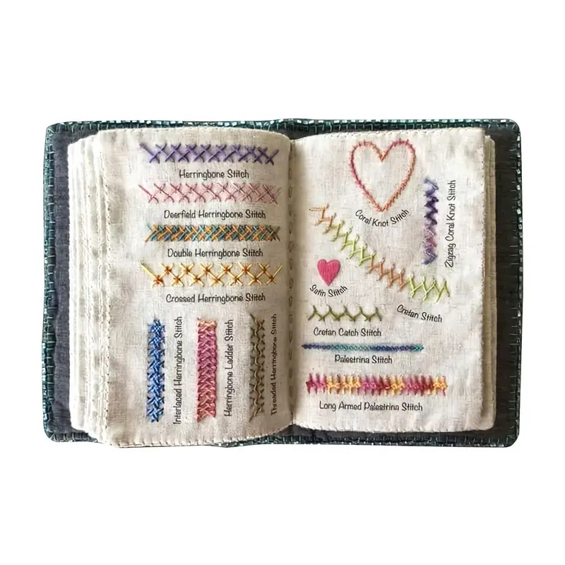 DIY Embroidery Stitch Book B Version, Linen Needlework Practice Book with 10 Fabric Pages, 19 Hand Embroidery Stitches Sampler, Hand Sewing Learning Kit for — image 2