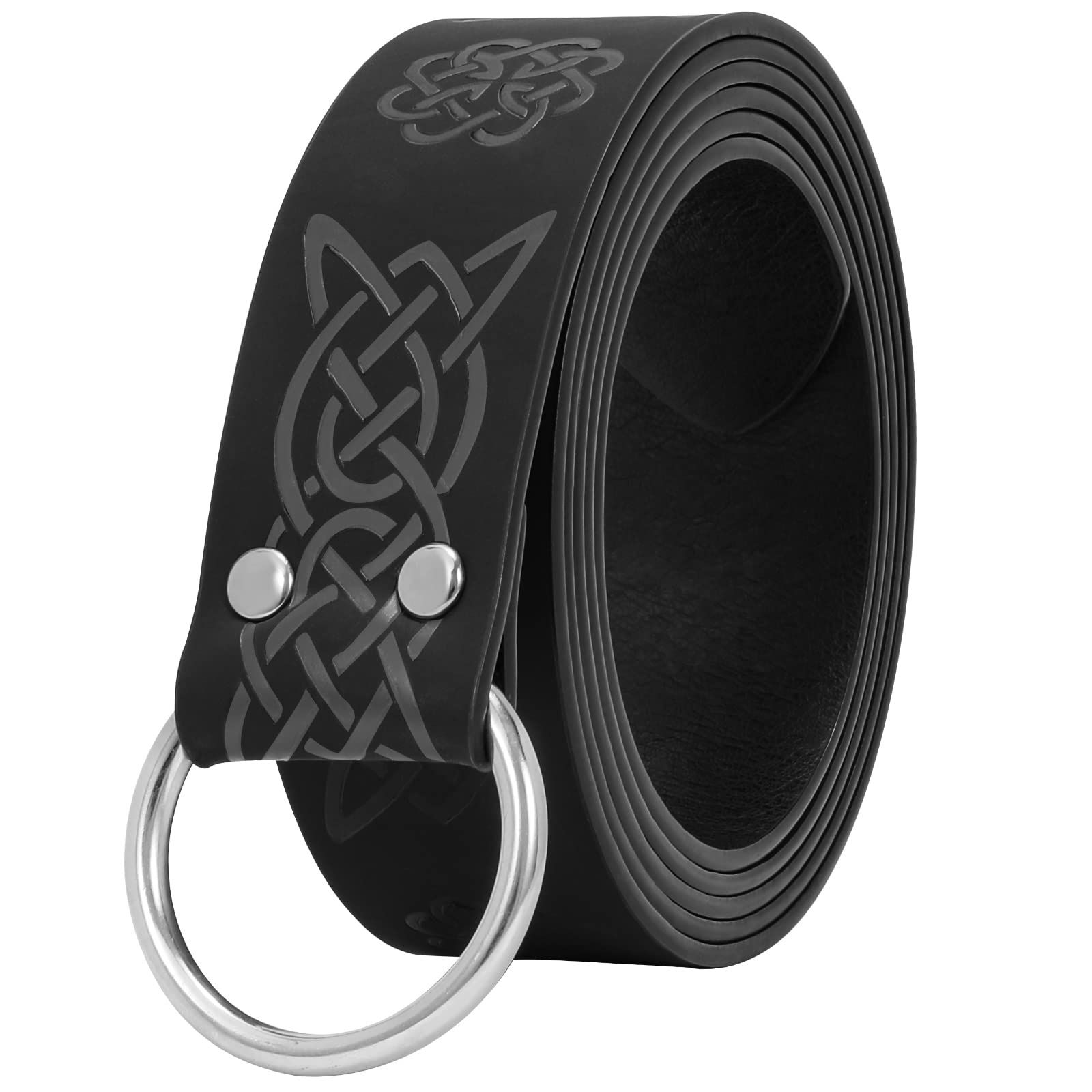 Medieval Viking Men's Belt Embossed Leather Renaissance Knight Belt O-ring Clothing Belt Retro Knight Ring Belt — image 4