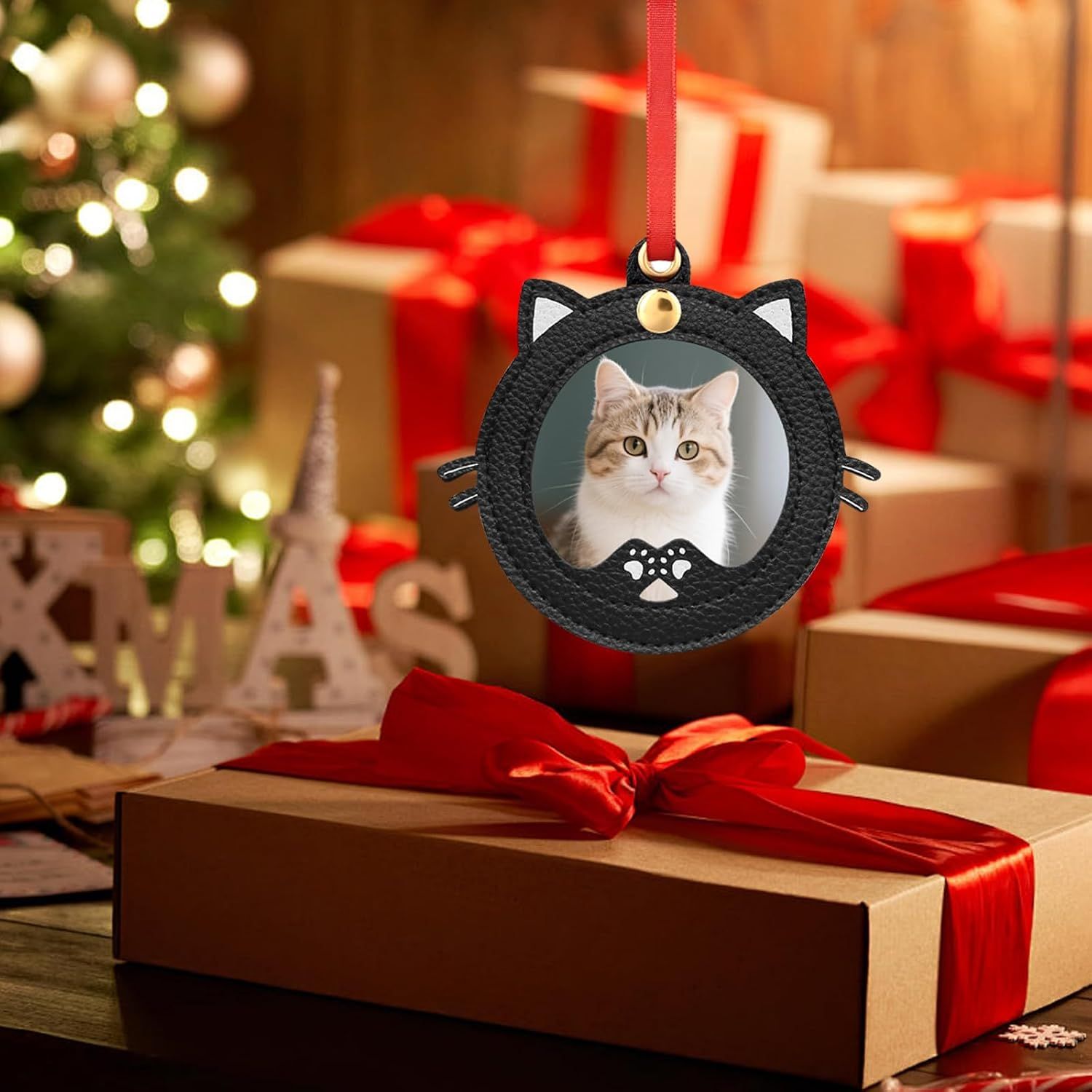 Cat-Shaped Mini Photo Frame Christmas Decoration, Mini Cat Picture Frame Xmas Ornaments, Personalized Christmas Decorations Supplies for Family, Black — image 5