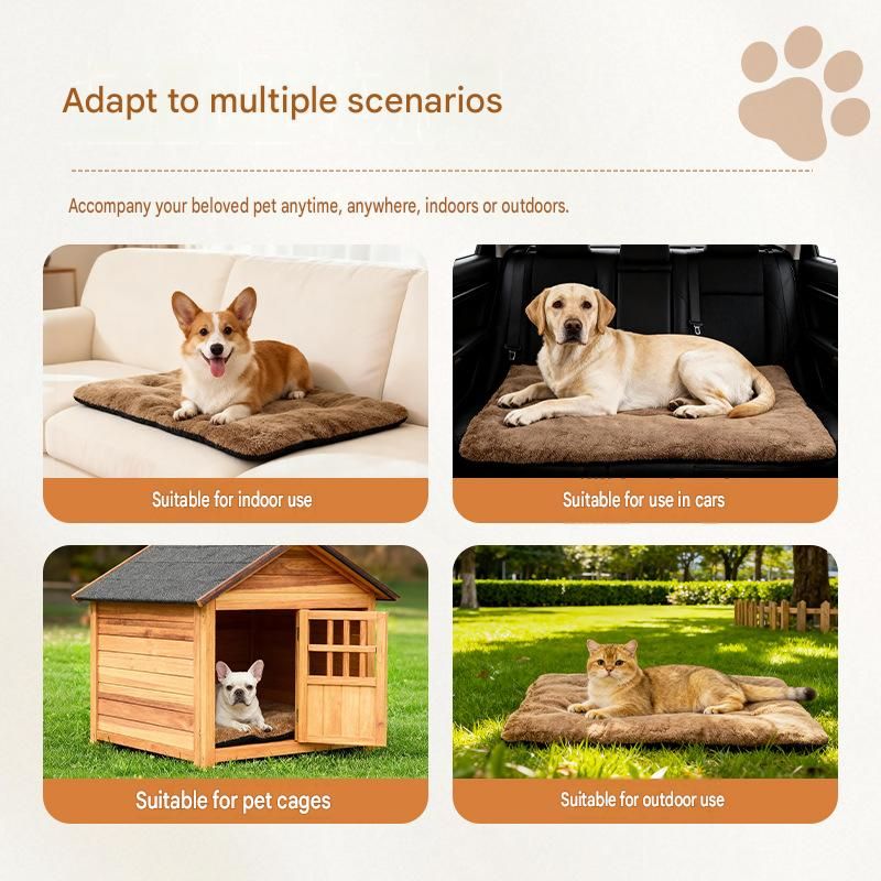 Grey M Size 45x70cm Self Heating Pet Mat - Soft Plush Non-Slip Thermal Bed for Cats and Small Dogs Indoor Crate Car Travel Use — image 4