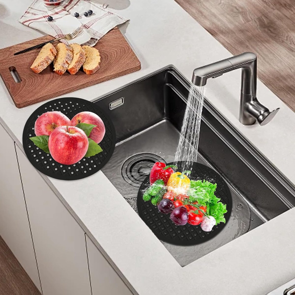 1 Piece Silicone Sink Mat - Washbasin Mat - Sink Mats - Rubber Countertop Mat for Sink - Cuttable - Foldable - Non-slip - Round sink mat - Protective mat - For — image 3