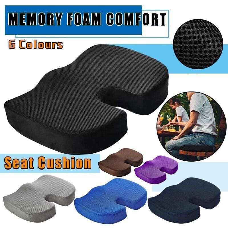 Orthopaedic Memory Foam Seat Cushion Support Back Pain Chair Pillow Car - Coffee — image 2