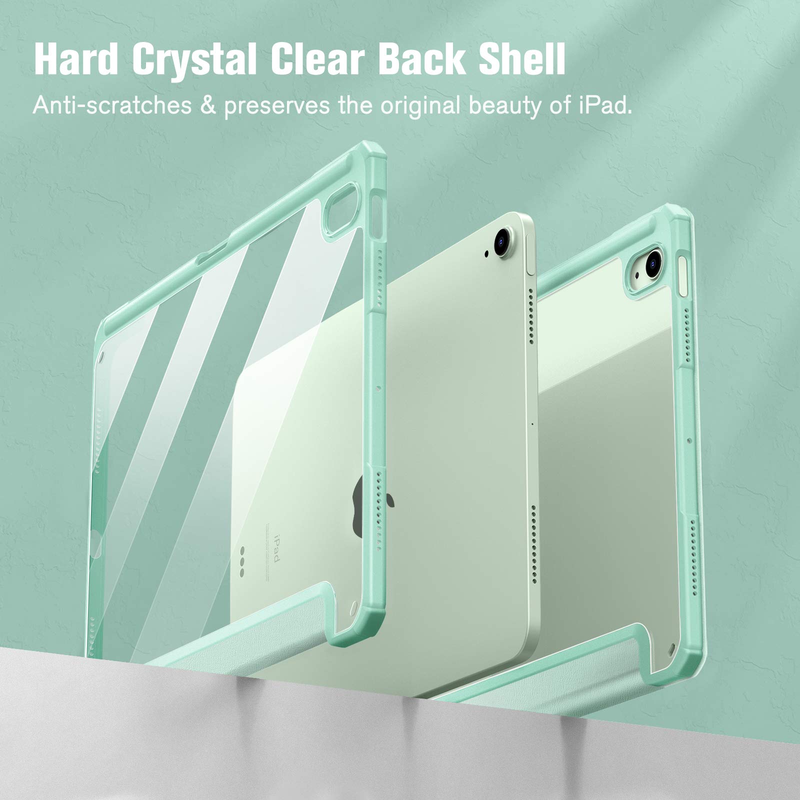 iPad 10th Case 10.9 Inch 2022 with Pencil Holder, Smart iPad Clear Case with Soft TPU Auto Wake Sleep Green โ image 5