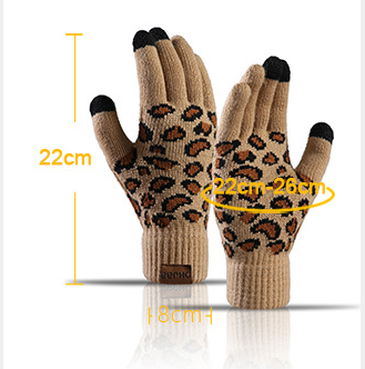 Dark Grey Women's Leopard Print Winter Warm Knit Set - 3 Piece Fleece Lined Hat, Scarf & Gloves โ image 4