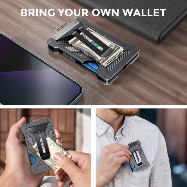 1 Pcs Gold Premium RFID Blocking Aluminum Alloy ID Badge Holder with Transparent Card Slot & Money Clip โ image 4