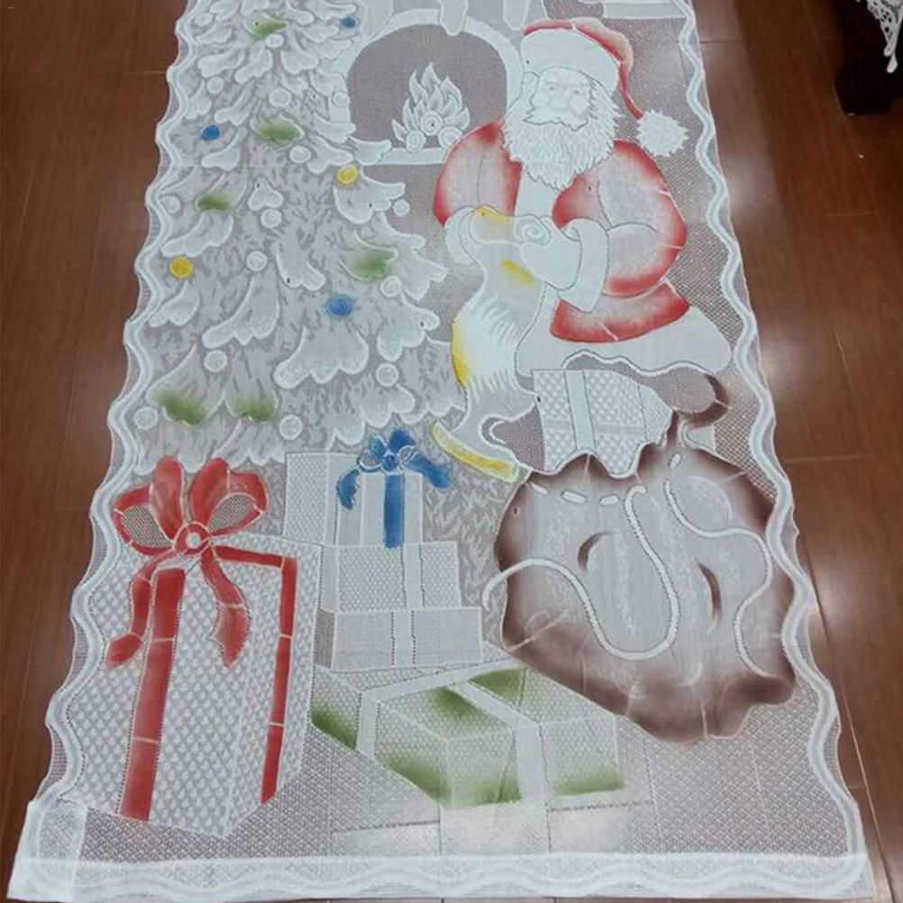Christmas Lace Curtains LED Light Santa Claus Half Blackout Curtains Living Room Bedroom Home Decor — image 4