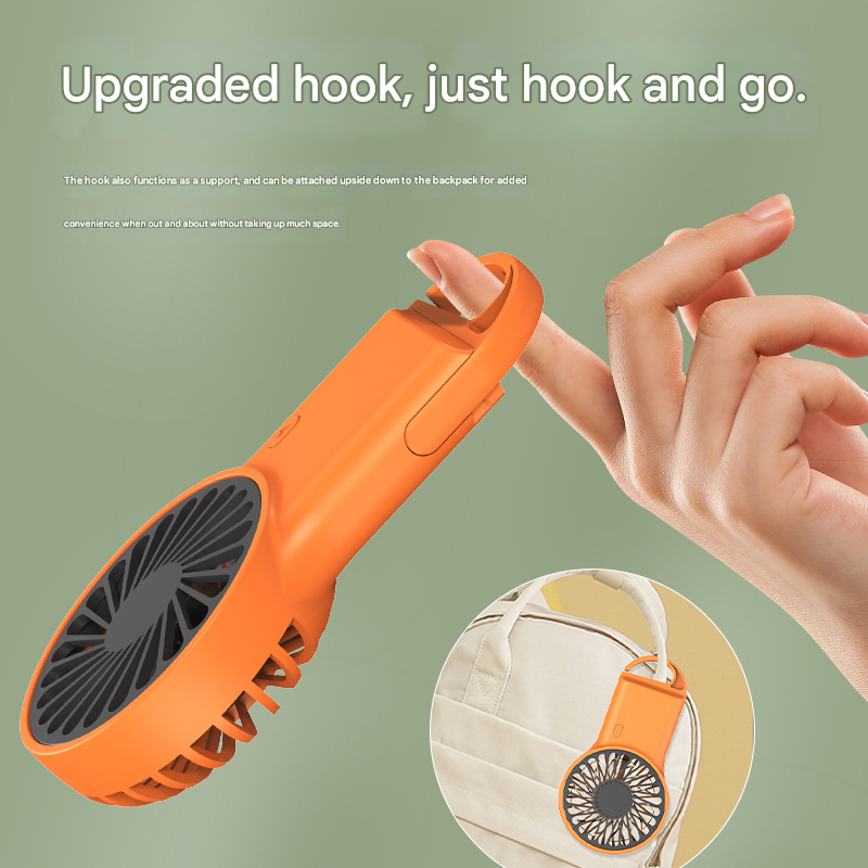 2-PCS White New Portable Handheld Air Cooler Fan - Foldable Desktop USB Rechargeable Mini Fan with Climbing Buckle โ image 2