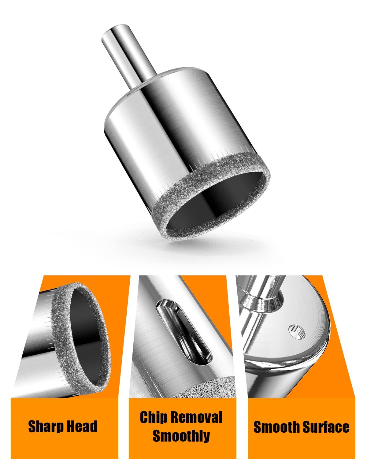 Diamond Drill Bits Set, 10 PCS Diamond Hole Saw Set, Glass Drill Bit for Ceramic Tile Porcelain Marble Granite Stone Bottles — image 5